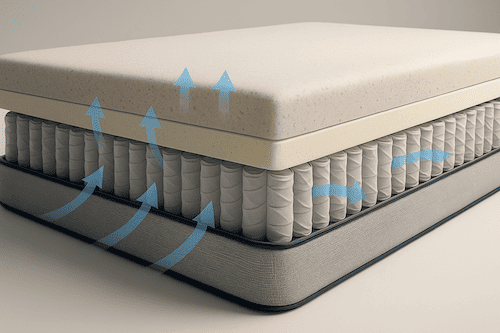 Detalle de estructura interior con transpirabilidad avanzada