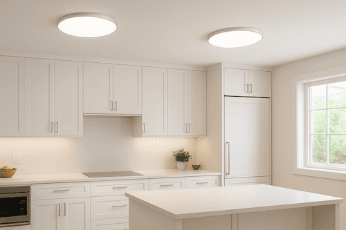 Plafones LED instalados en cocina de diseño Plafones LED instalados en cocina de diseño