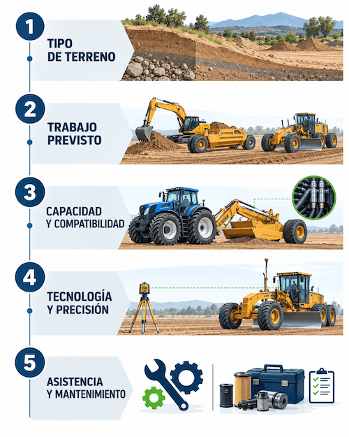 Los cinco criterios para elegir maquinaria de movimiento de tierras